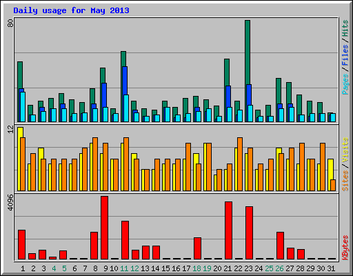 Daily usage for May 2013