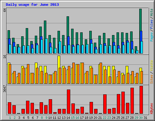 Daily usage for June 2013