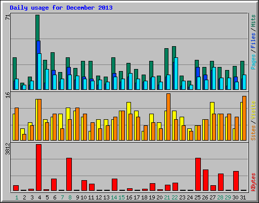 Daily usage for December 2013
