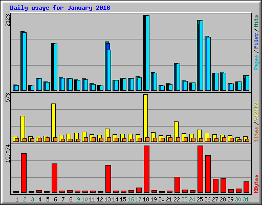 Daily usage for January 2016