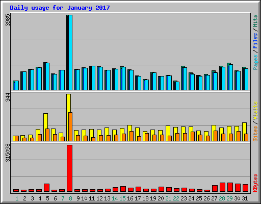 Daily usage for January 2017
