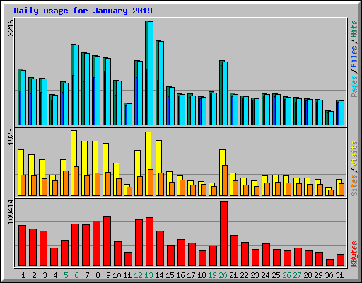 Daily usage for January 2019