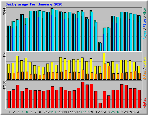 Daily usage for January 2020