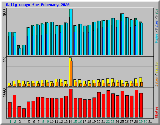 Daily usage for February 2020