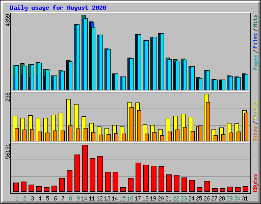 Daily usage for August 2020