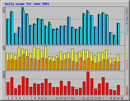 Daily usage for June 2021