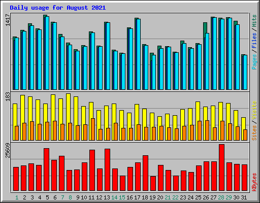 Daily usage for August 2021