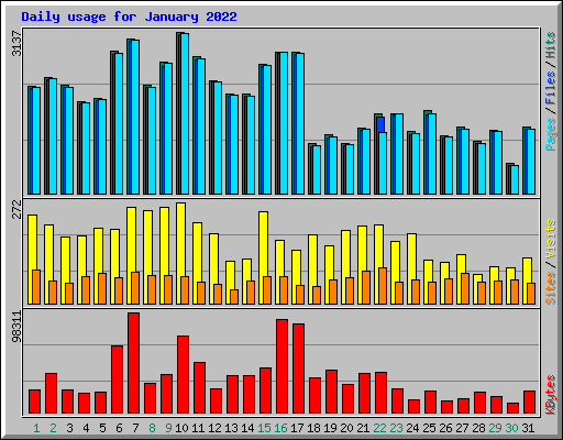 Daily usage for January 2022