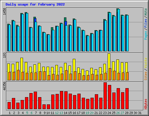 Daily usage for February 2022