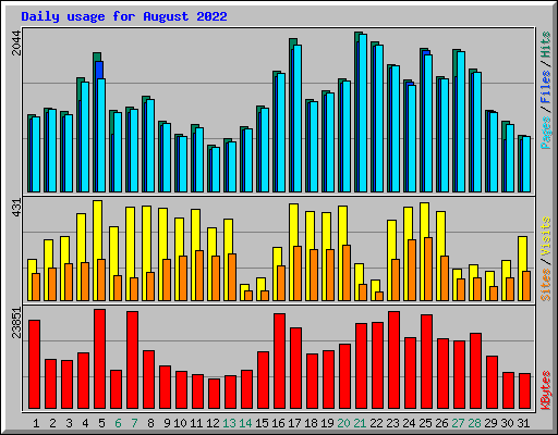 Daily usage for August 2022