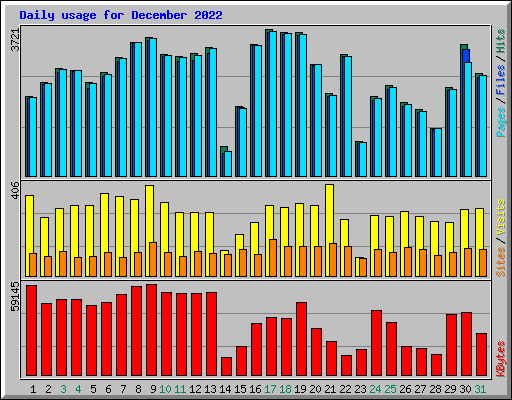 Daily usage for December 2022
