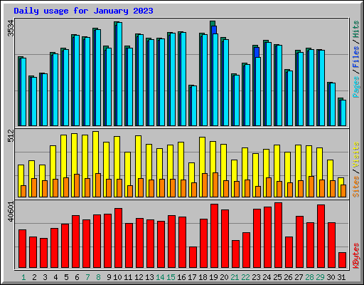 Daily usage for January 2023
