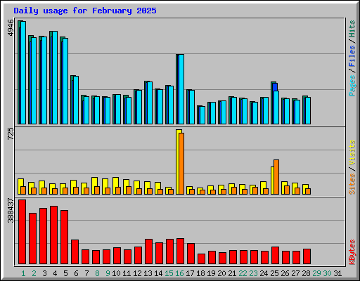 Daily usage for February 2025
