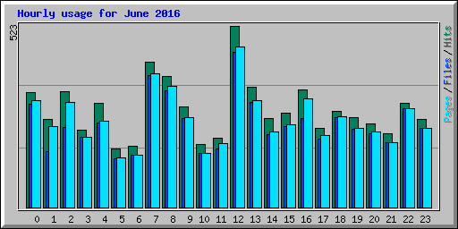 Hourly usage for June 2016