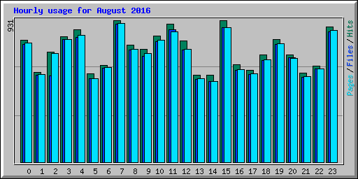 Hourly usage for August 2016