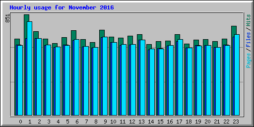 Hourly usage for November 2016